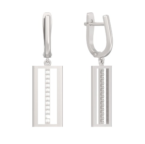 Серьги из серебра с камнем Фианит фото, цены