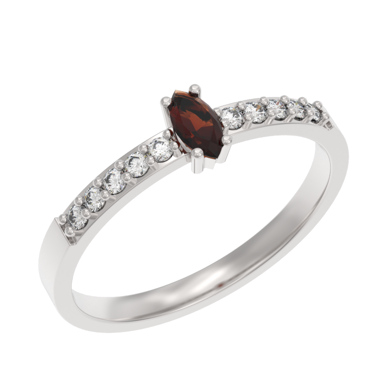 Кольцо из серебра с камнем Гранат, Фианит фото, цены