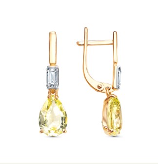 Серьги из золота с камнем Фианит, Сапфир г/т фото, цены