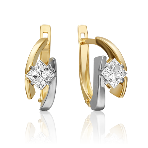 Серьги из золота с камнем Фианит фото, цены