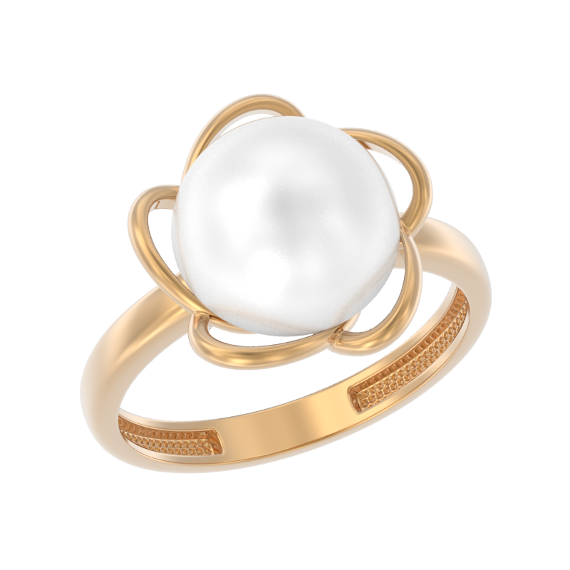 Кольцо из золота с камнем Жемчуг фото, цены