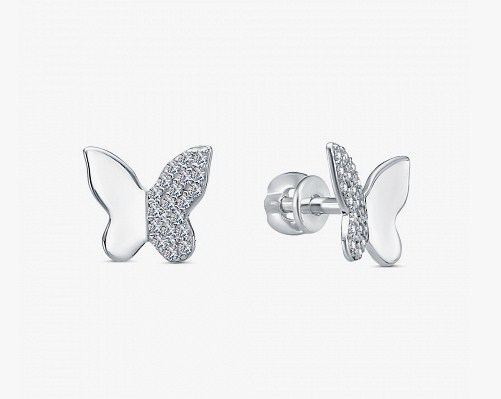 Пуссеты из серебра с камнем Фианит фото, цены