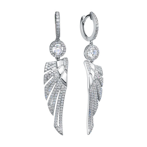 Серьги из серебра с камнем Фианит фото, цены