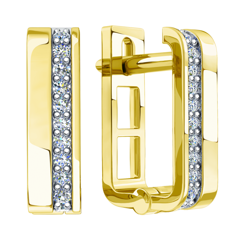 Серьги из золота с камнем Фианит фото, цены