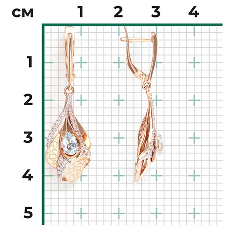 Серьги из золота с камнем Топаз фото, цены