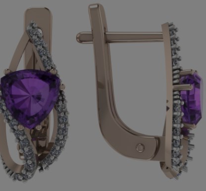 Серьги из золота с камнем Гранат, Фианит фото, цены