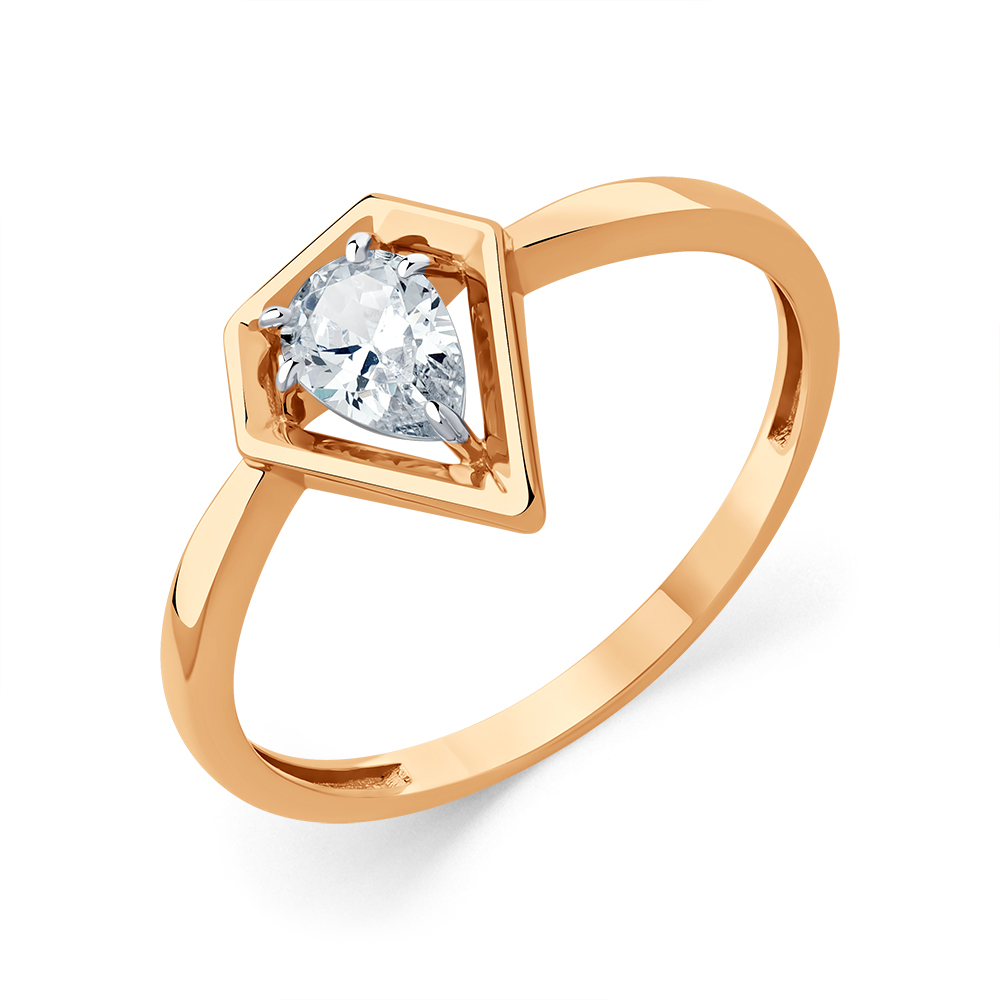 Кольцо из золота с камнем Фианит фото, цены