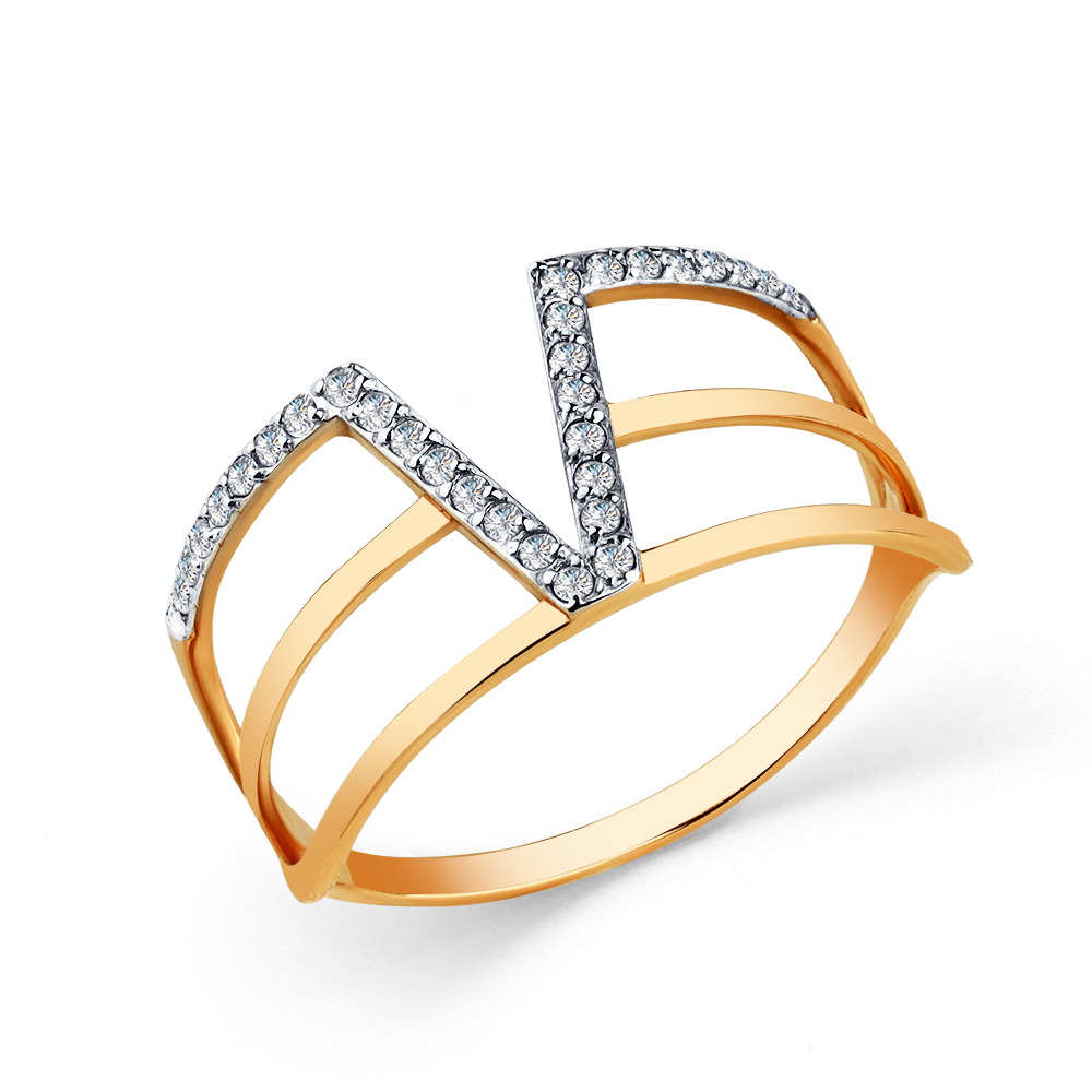 Кольцо из золота с камнем Фианит фото, цены