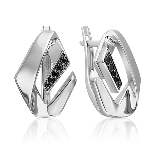 Серьги из серебра с камнем Фианит фото, цены