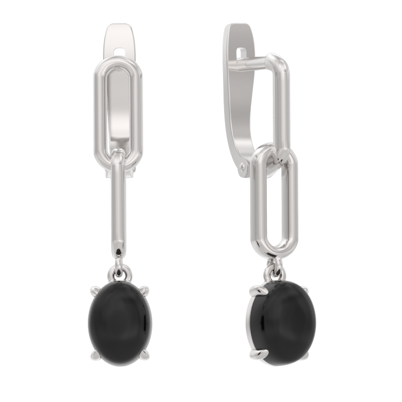 Серьги из серебра с камнем Агат фото, цены