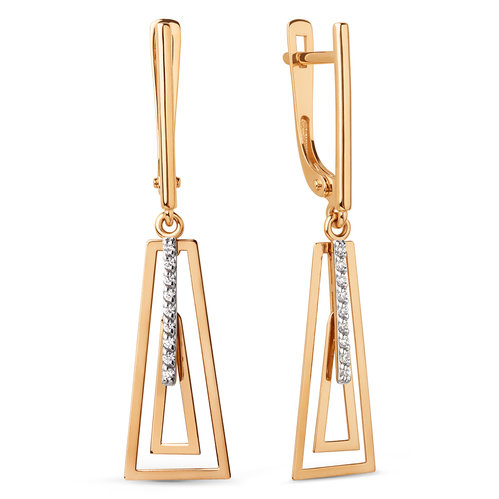 Серьги из золота с камнем Фианит фото, цены