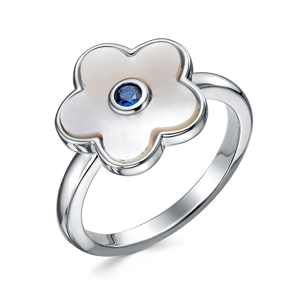 Кольцо из серебра с камнем Перламутр, Шпинель синт. фото, цены