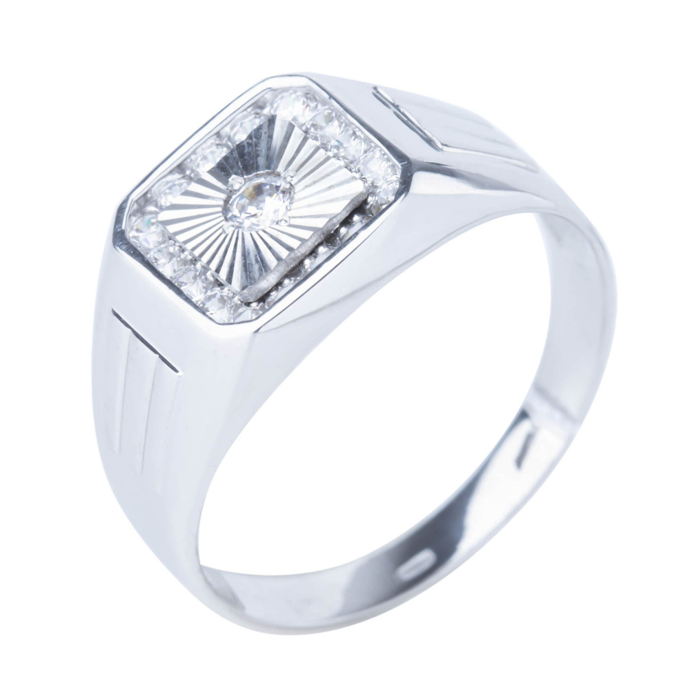 Печатка из серебра с камнем Фианит фото, цены