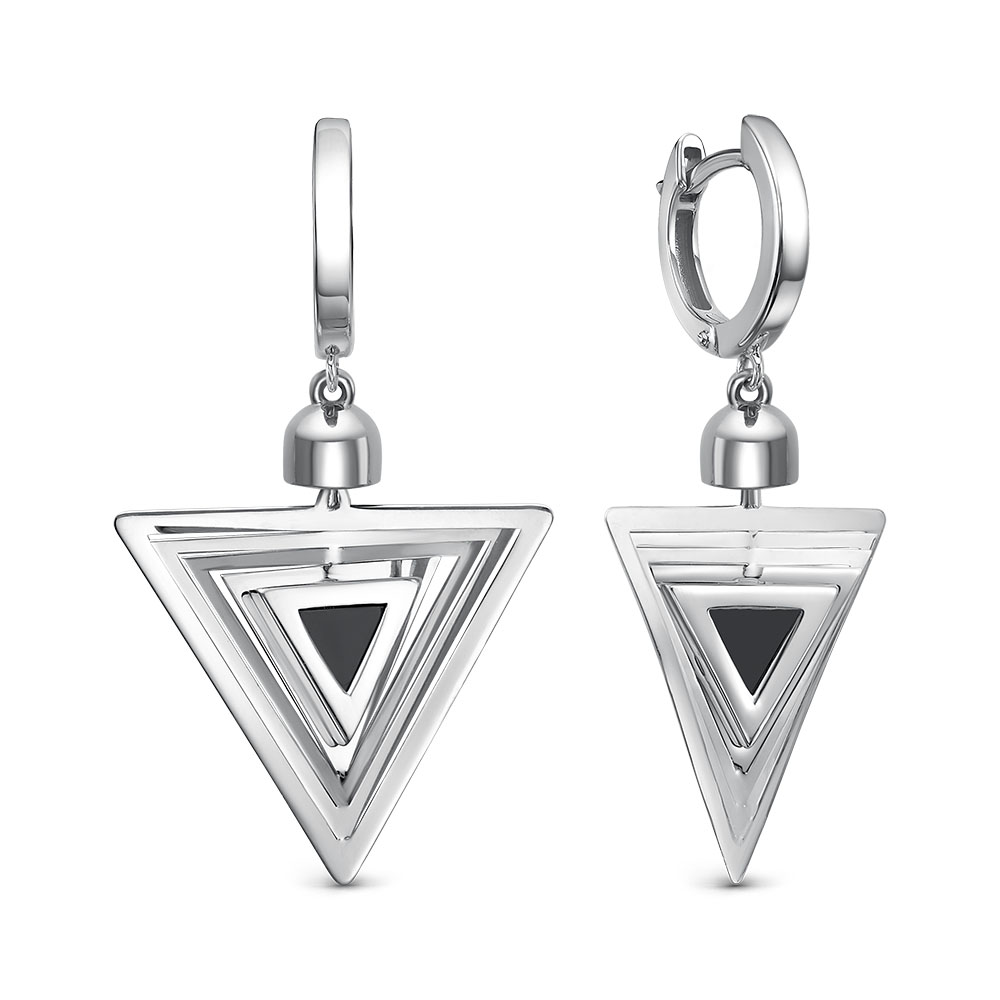 Серьги из серебра с камнем Оникс фото, цены