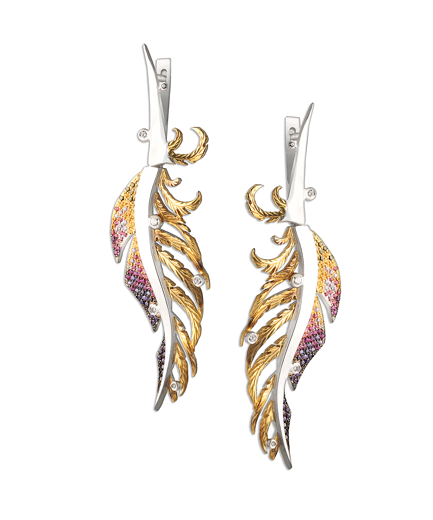 Серьги из серебра с камнем Фианит фото, цены