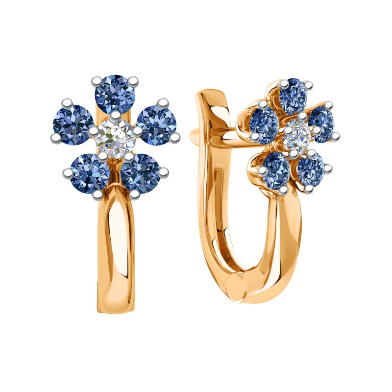 Серьги из золота с камнем Фианит фото, цены