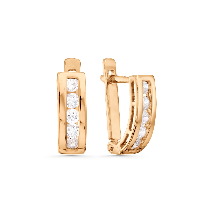 Серьги из золота с камнем Фианит фото, цены