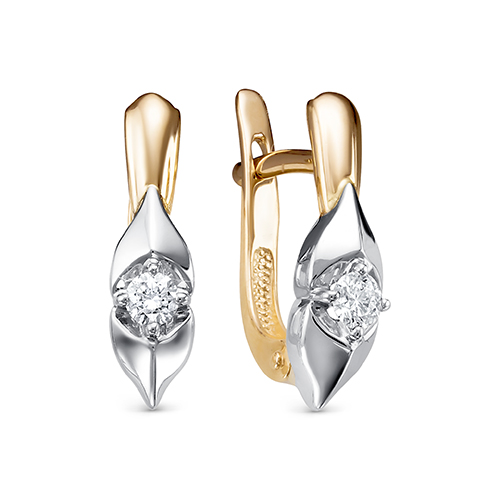 Серьги из золота с камнем Бриллиант фото, цены