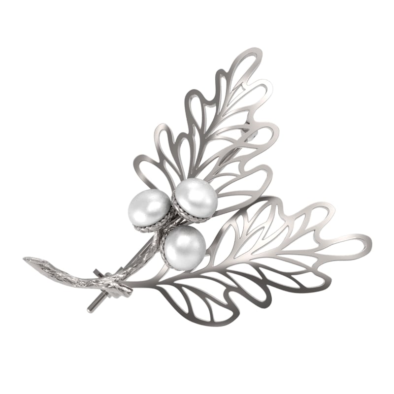 Брошь из серебра с камнем Жемчуг фото, цены