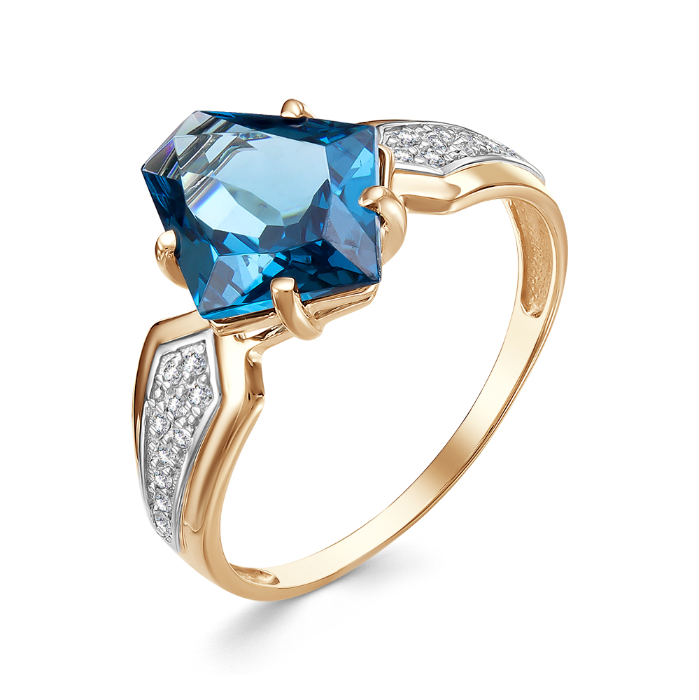 Кольцо из золота с камнем Фианит, Гранат синт. фото, цены