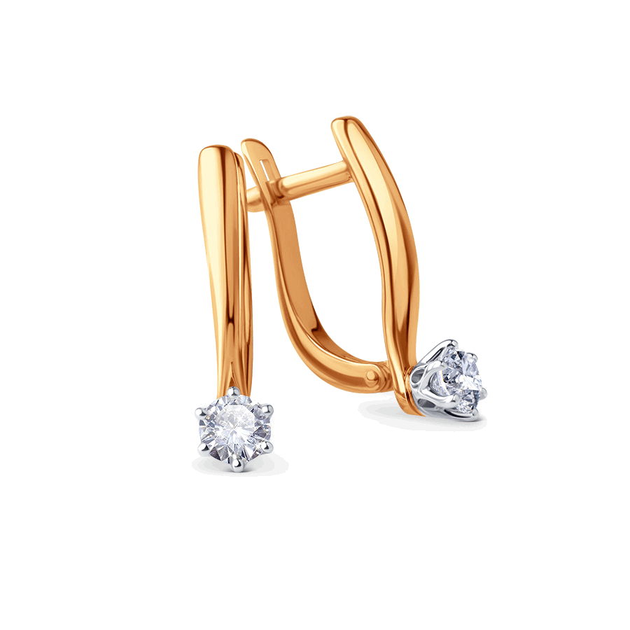 Серьги из золота с камнем Бриллиант фото, цены