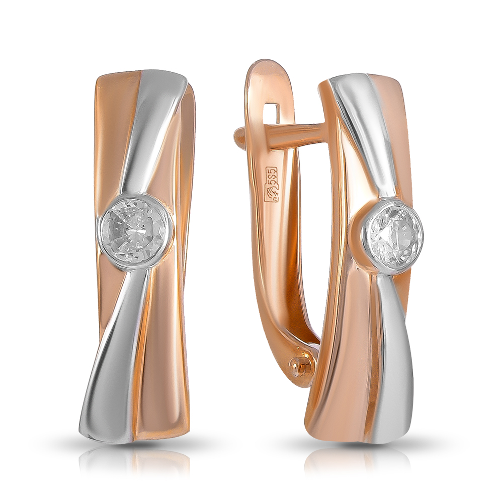 Серьги из золота с камнем Фианит фото, цены