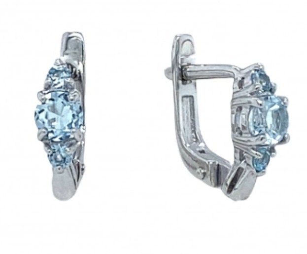 Серьги из серебра с камнем Фианит фото, цены