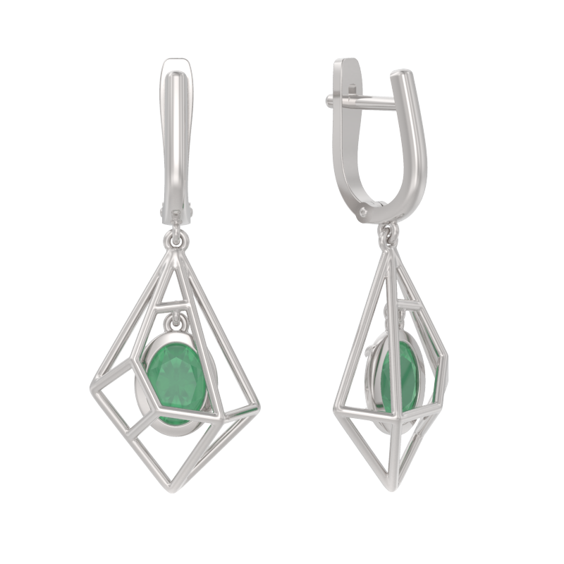 Серьги из серебра с камнем Агат фото, цены