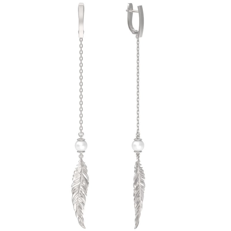 Серьги из серебра с камнем Жемчуг фото, цены