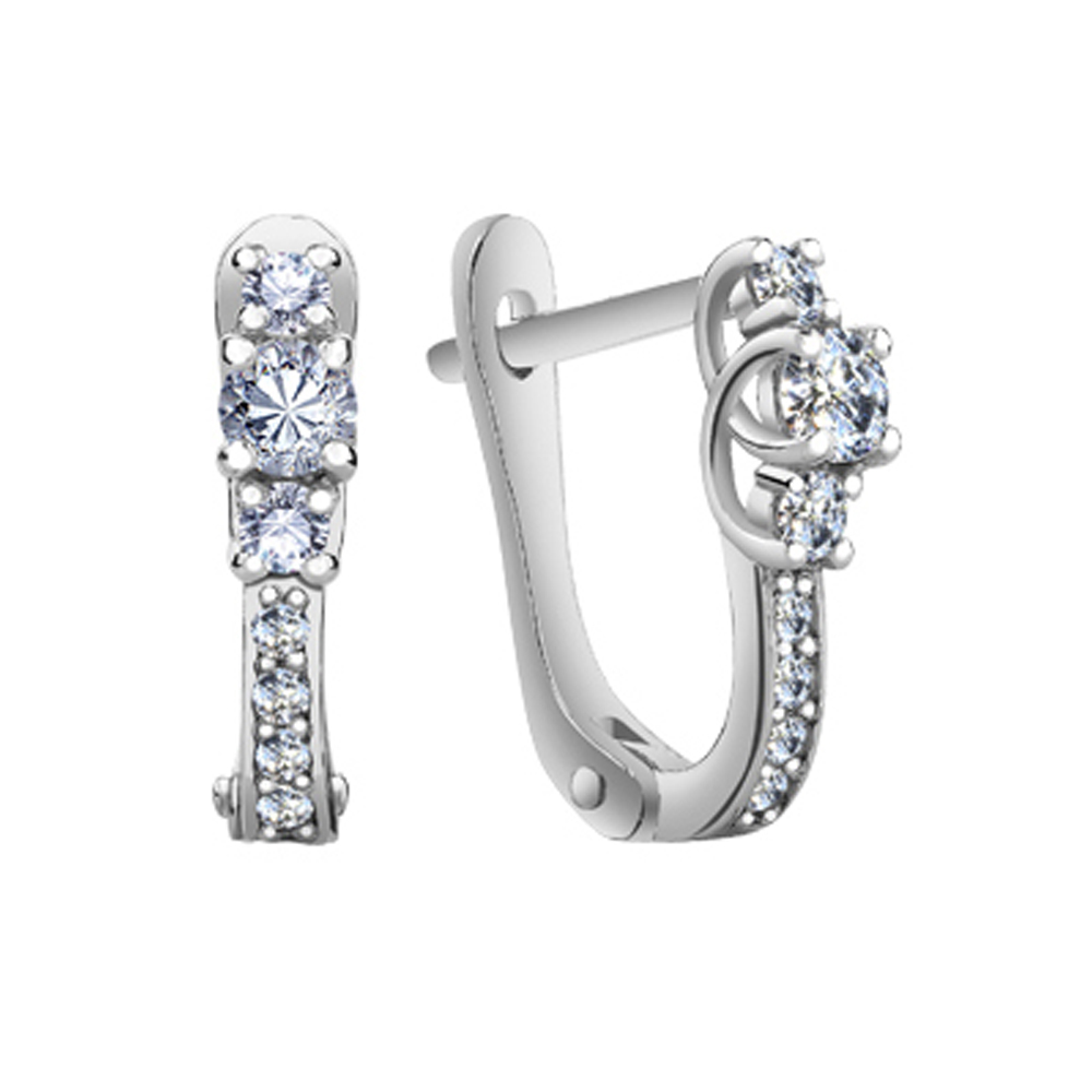 Серьги из серебра с камнем Фианит фото, цены