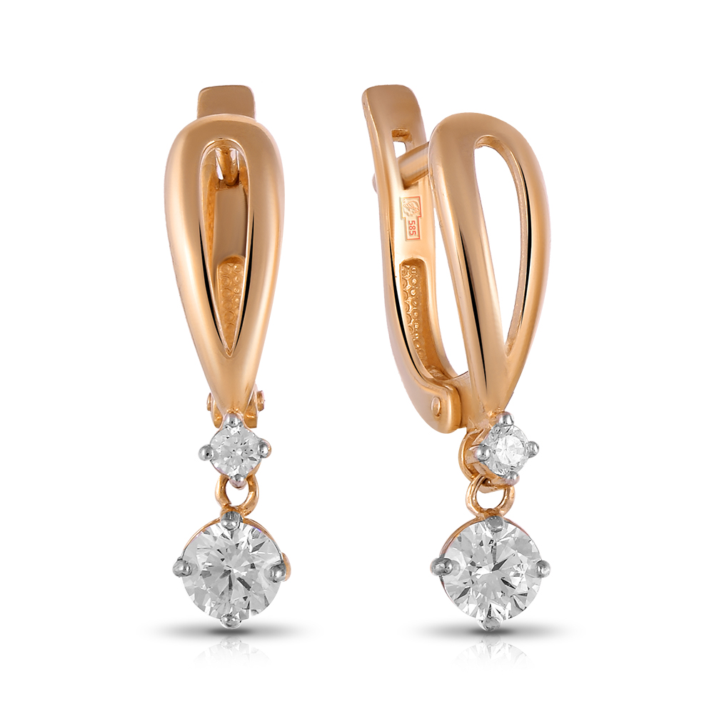 Серьги из золота с камнем Куб цирконий фото, цены