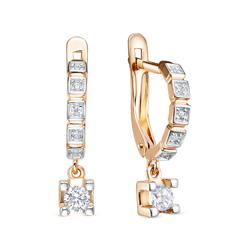 Серьги из золота с камнем Фианит фото, цены