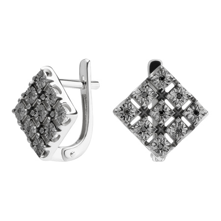 Серьги из серебра с камнем Бриллиант фото, цены