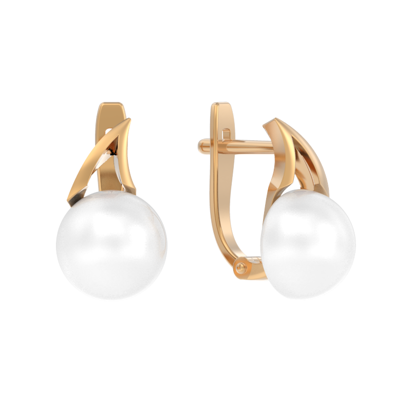 Серьги из золота с камнем Жемчуг фото, цены