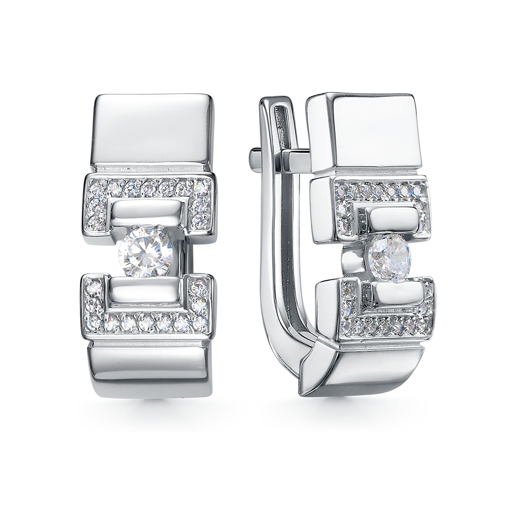 Серьги из серебра с камнем Фианит фото, цены