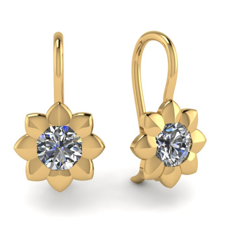 Серьги из золота с камнем Фианит фото, цены