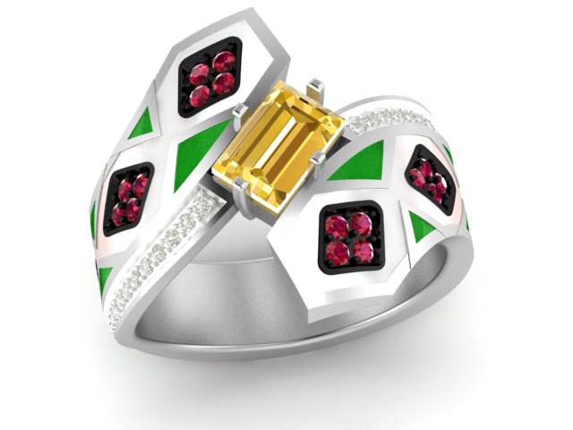 Кольцо из серебра с камнем Бриллиант, Раух-топаз фото, цены