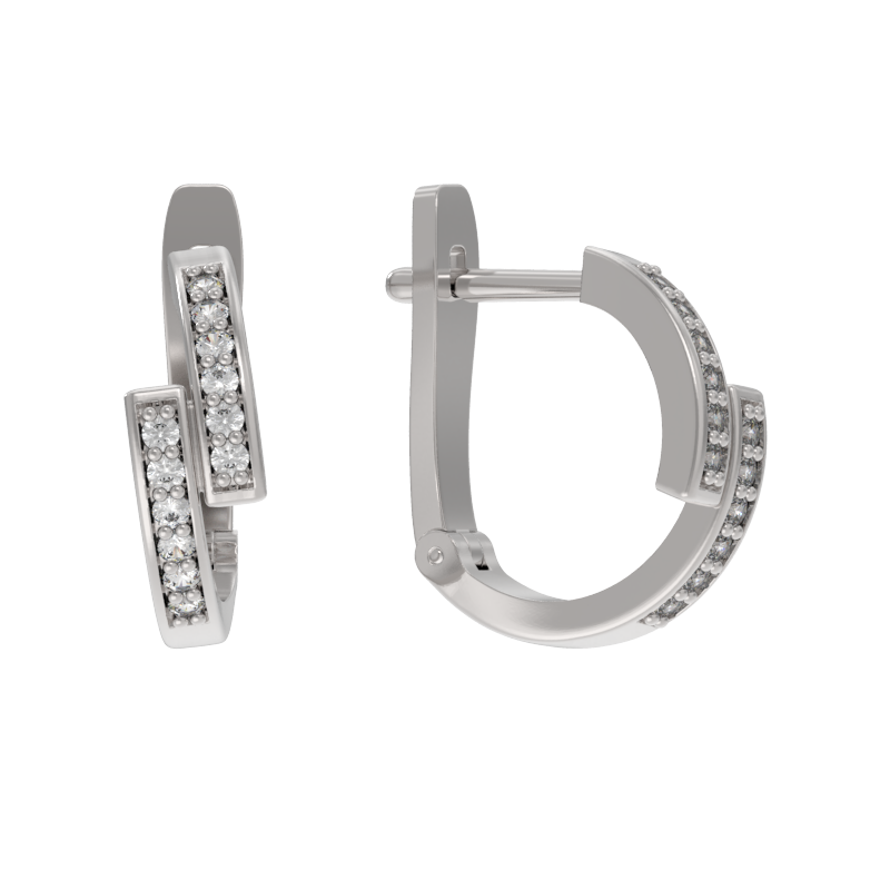 Серьги из серебра с камнем Фианит фото, цены