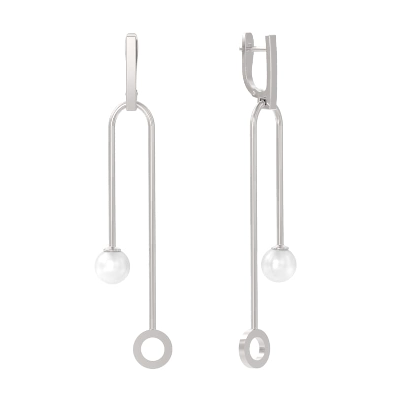 Серьги из серебра с камнем Жемчуг фото, цены