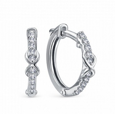 Серьги из серебра с камнем Фианит фото, цены