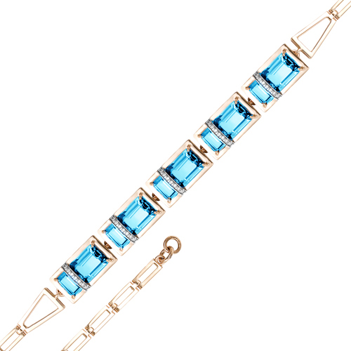 Браслет из золота с камнем Топаз, Фианит фото, цены