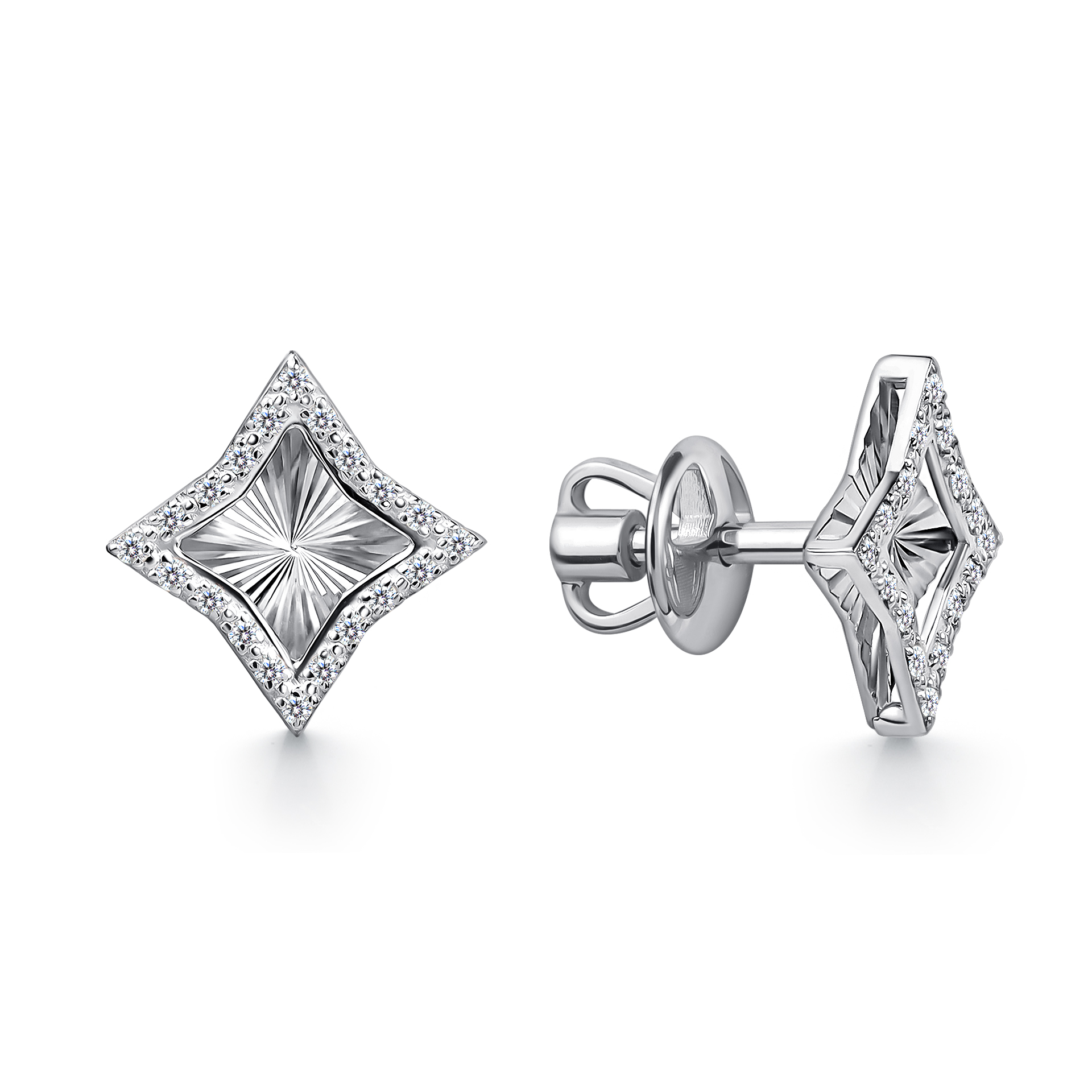 Пуссеты из золота с камнем Бриллиант фото, цены