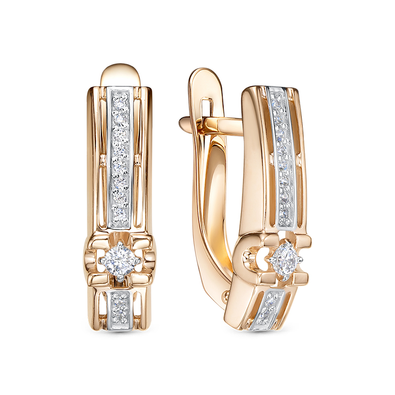 Серьги из золота с камнем Фианит фото, цены