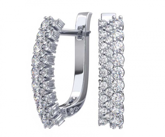 Серьги из серебра с камнем Фианит фото, цены