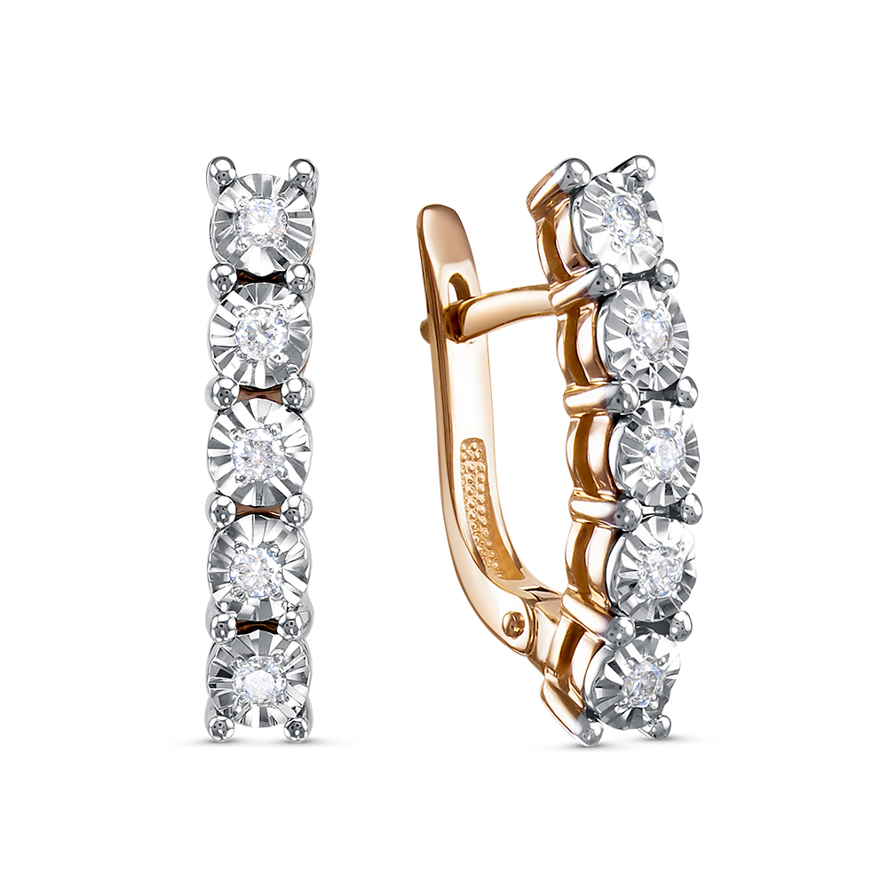 Серьги из золота с камнем Бриллиант фото, цены