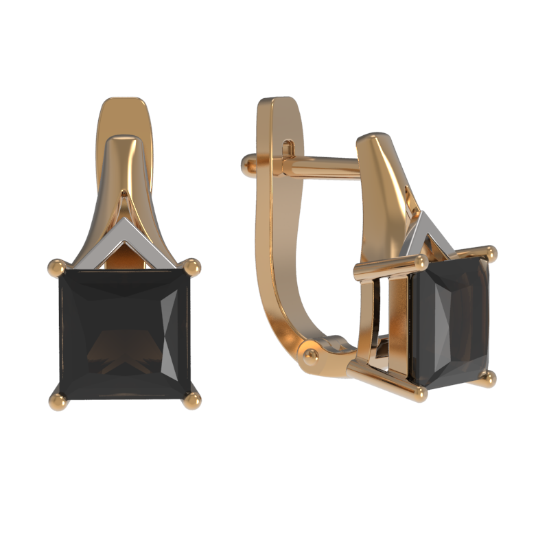 Серьги из золота с камнем Раухтопаз фото, цены