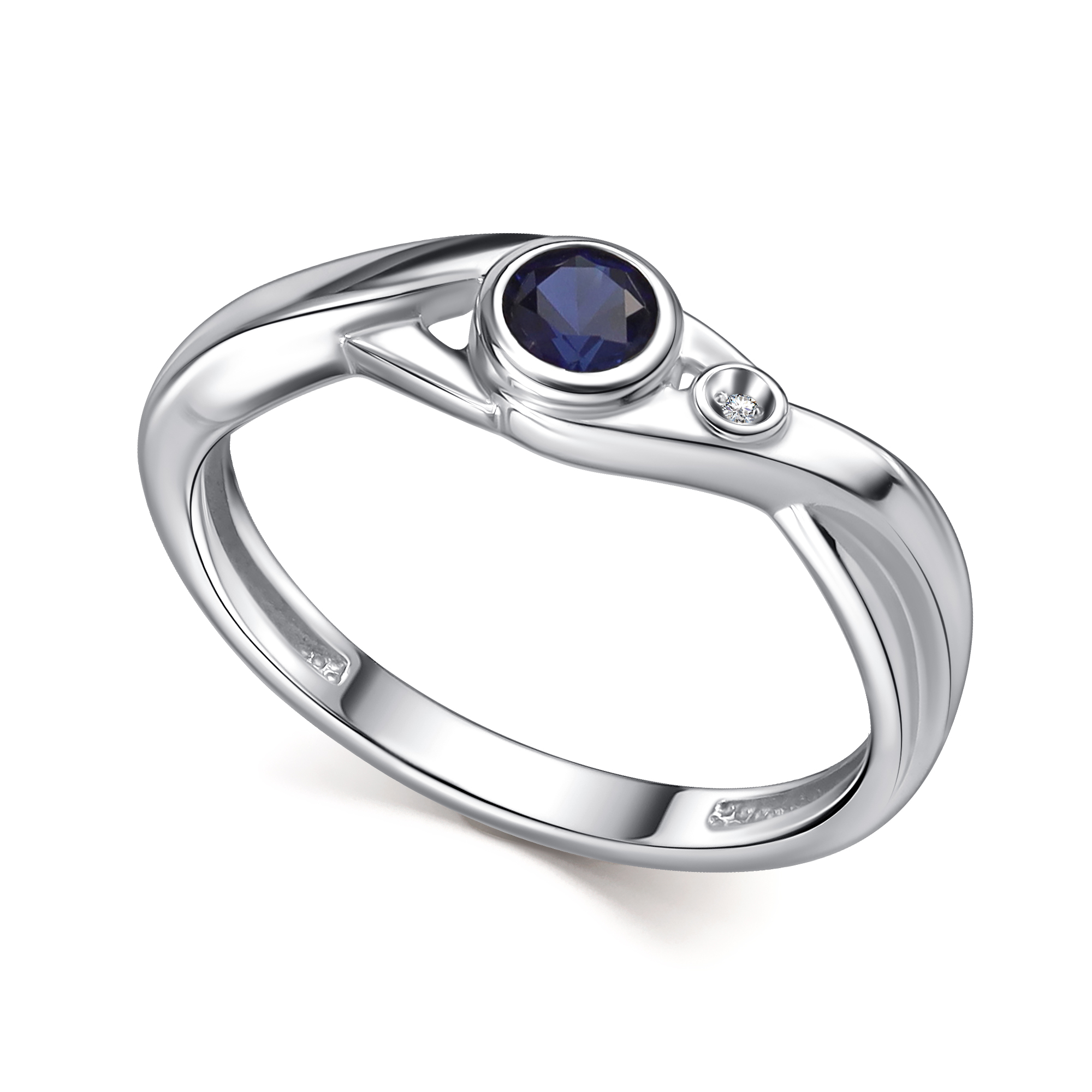 Кольцо из серебра с камнем Бриллиант, Сапфир г/т фото, цены
