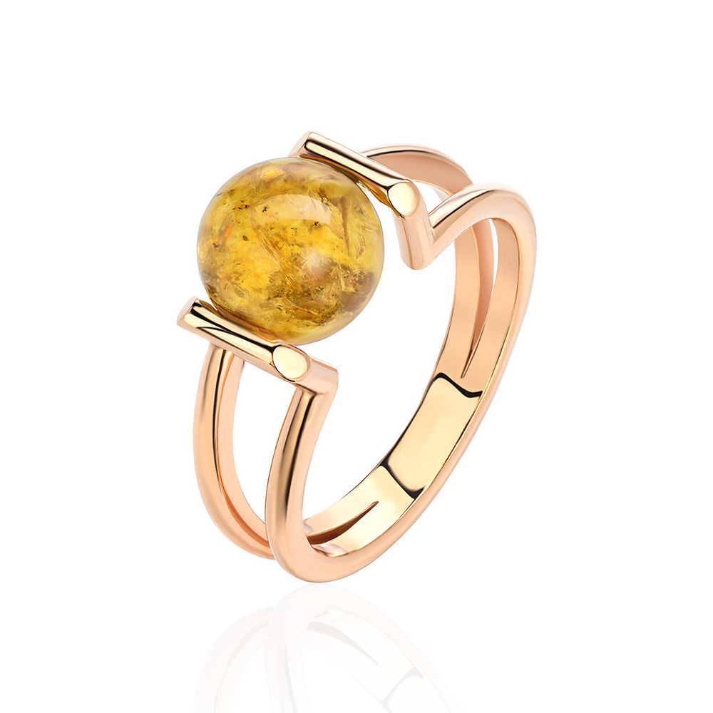 Кольцо из серебра с камнем Янтарь фото, цены