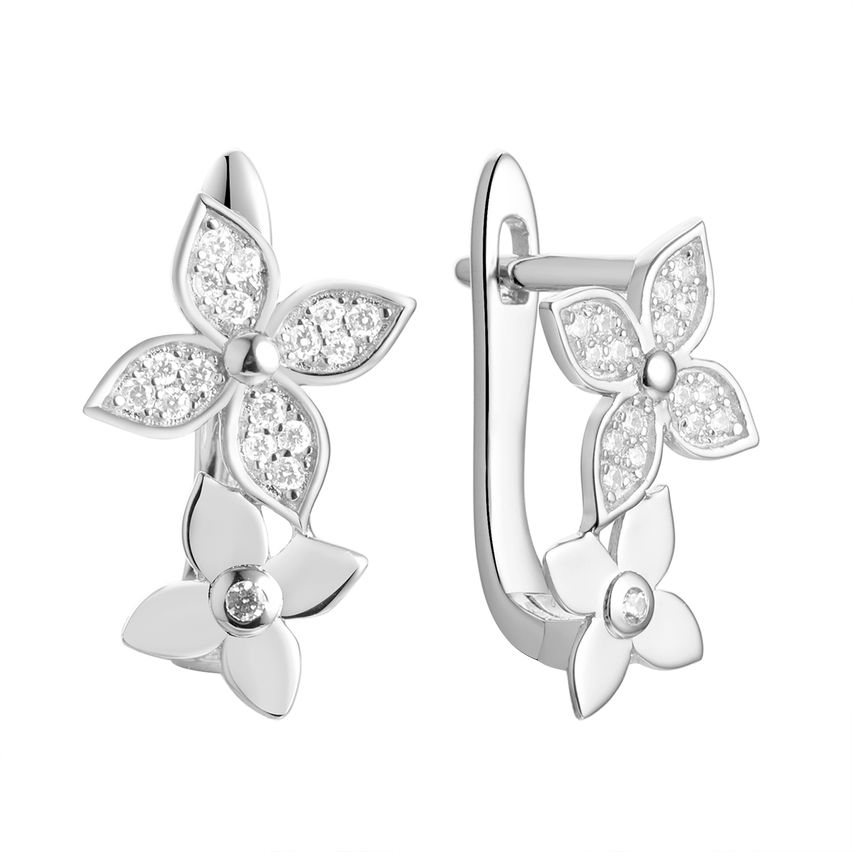 Серьги из серебра с камнем Фианит фото, цены