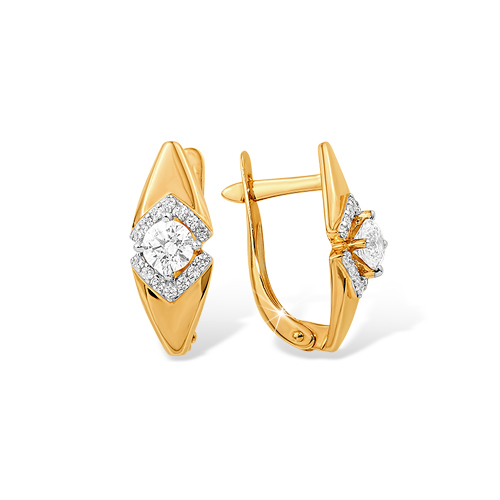 Серьги из золота с камнем Фианит фото, цены